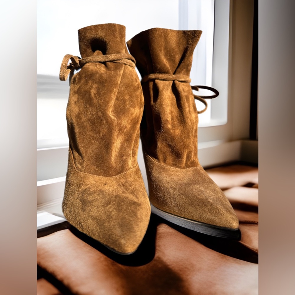 Marion Parke Brown Suede Leather Etta Ankle Boot. Made in Italy. Retail $695